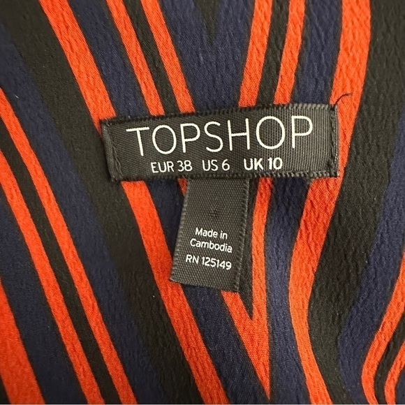 Topshop geometric black red midi dress 6 - Picture 8 of 8